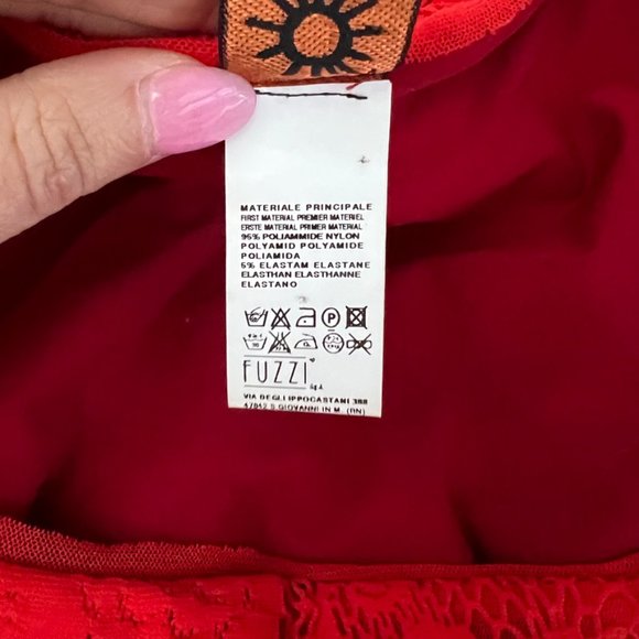 JEAN PAUL GAULTIER Fuzzi Soleil Tattoo Lace Red Dress Small - Picture 6 of 10